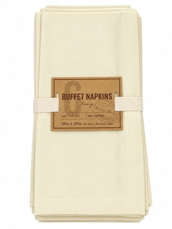 World Market Other - World Market Set of 6 Ivory Buffet Napkins NEW 20" X 20"